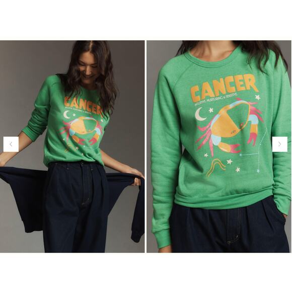 NWT Anthropologie Midnight Rider The Carolita Zodiac Cancer Sweatshirt Size Med - Picture 1 of 8